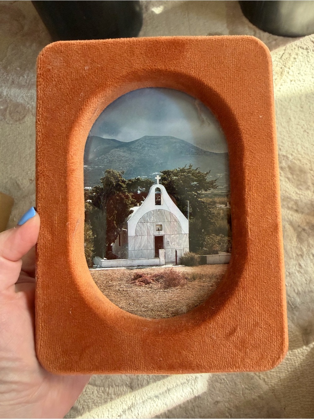 Orange Velvet Oval Photo Frame